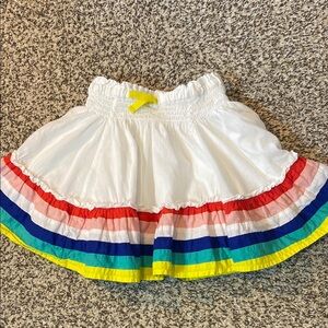 Mini Boden White Skirt with Colorful Ruffle Layers